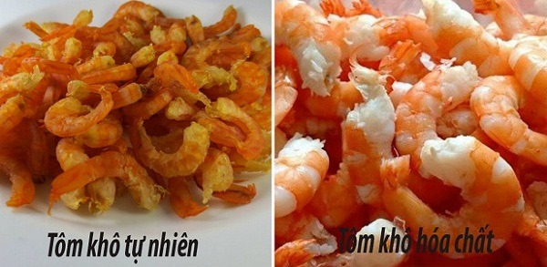 cách phân biệt tôm khô và tôm hóa chất