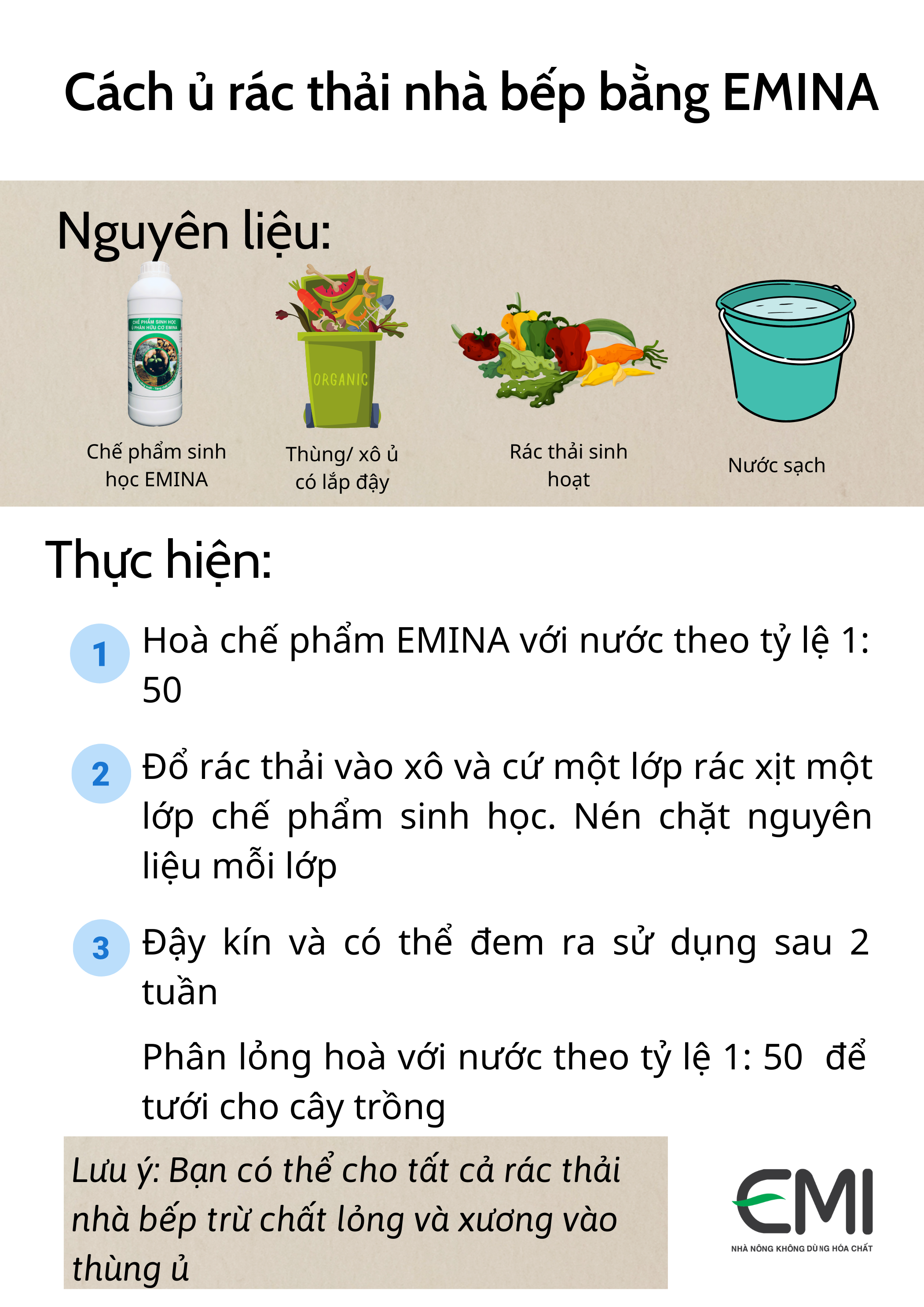 ủ rác thải sinh hoạt bằng EMINA